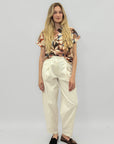 Pantaloni Donna con Pinces e Bottoni Laterali