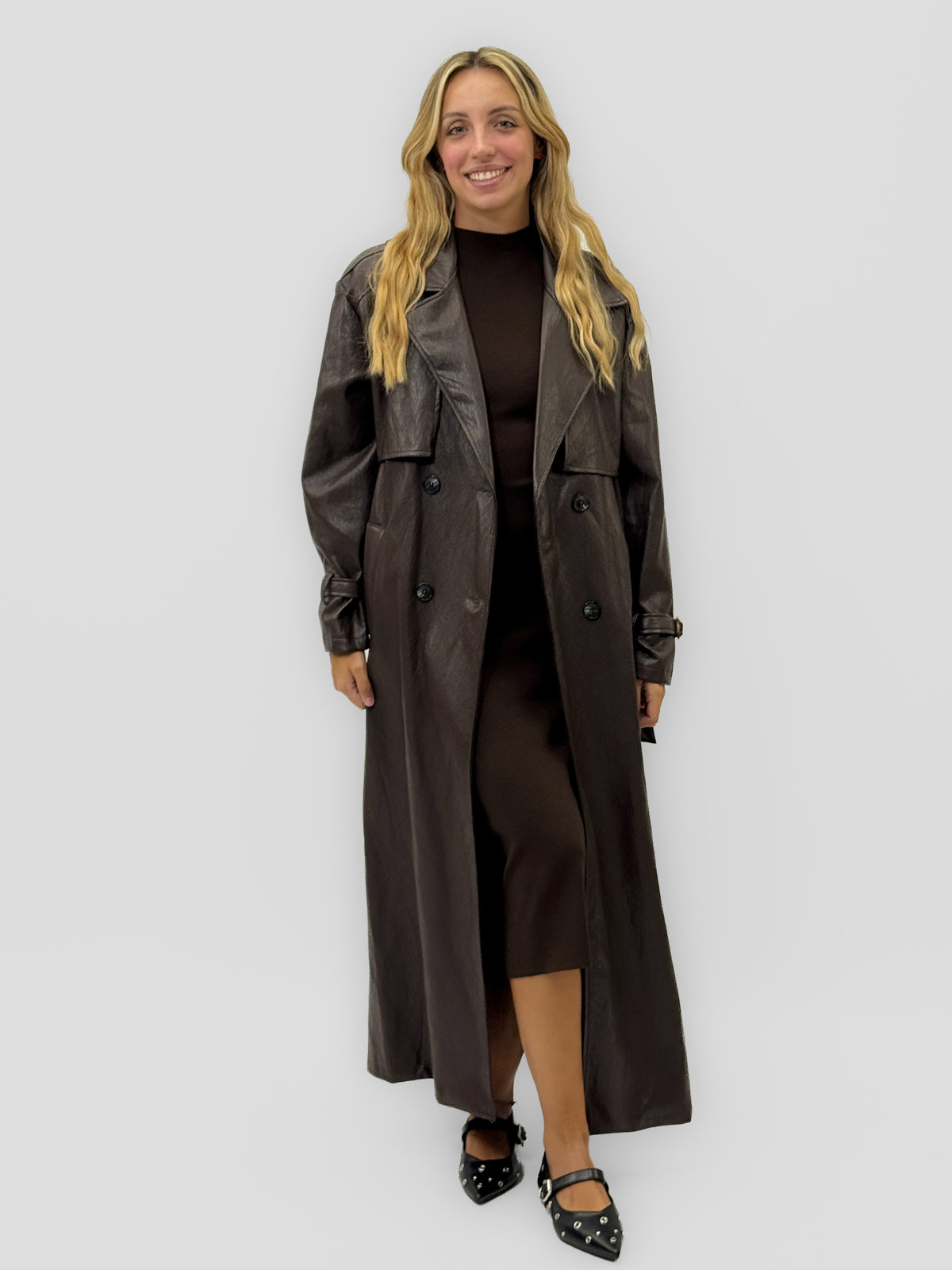 Trench lungo effetto pelle - premium