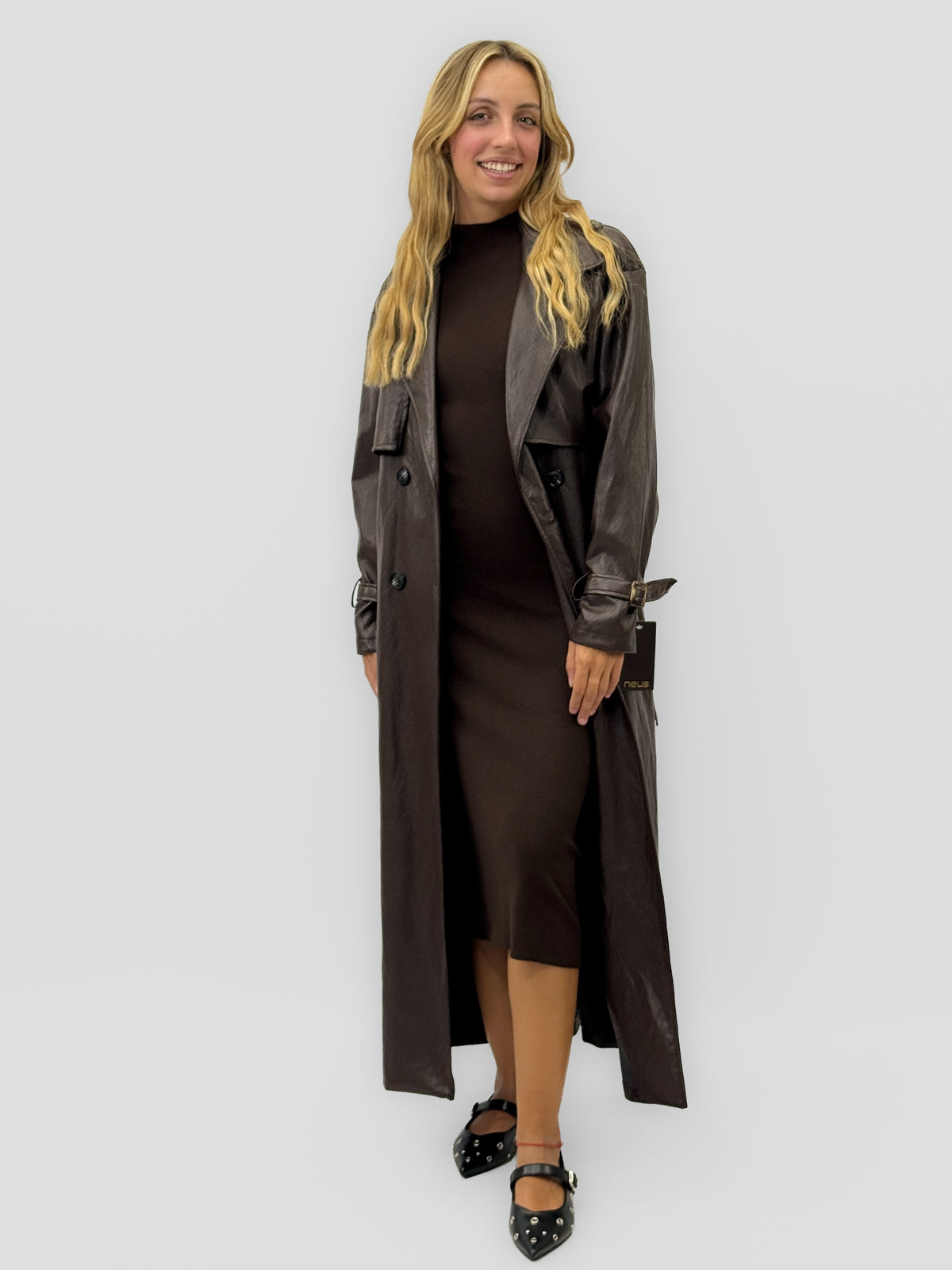 Trench lungo effetto pelle - premium