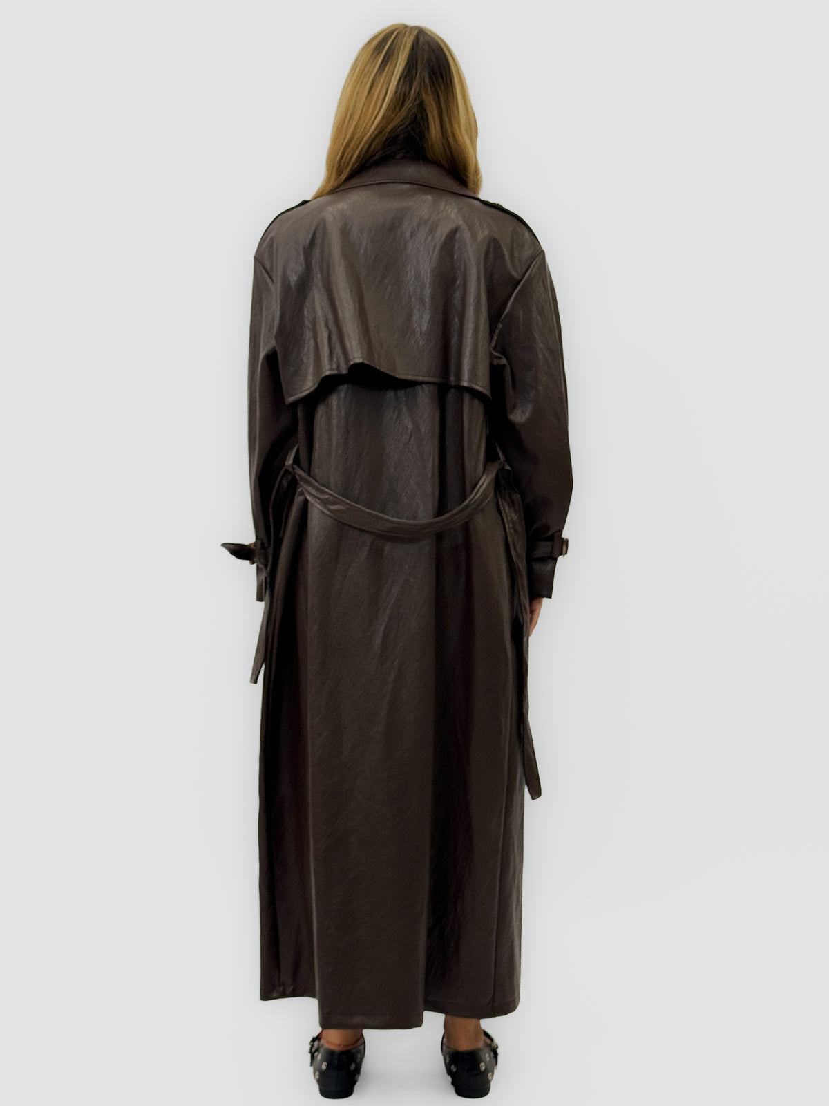 Trench lungo effetto pelle - premium