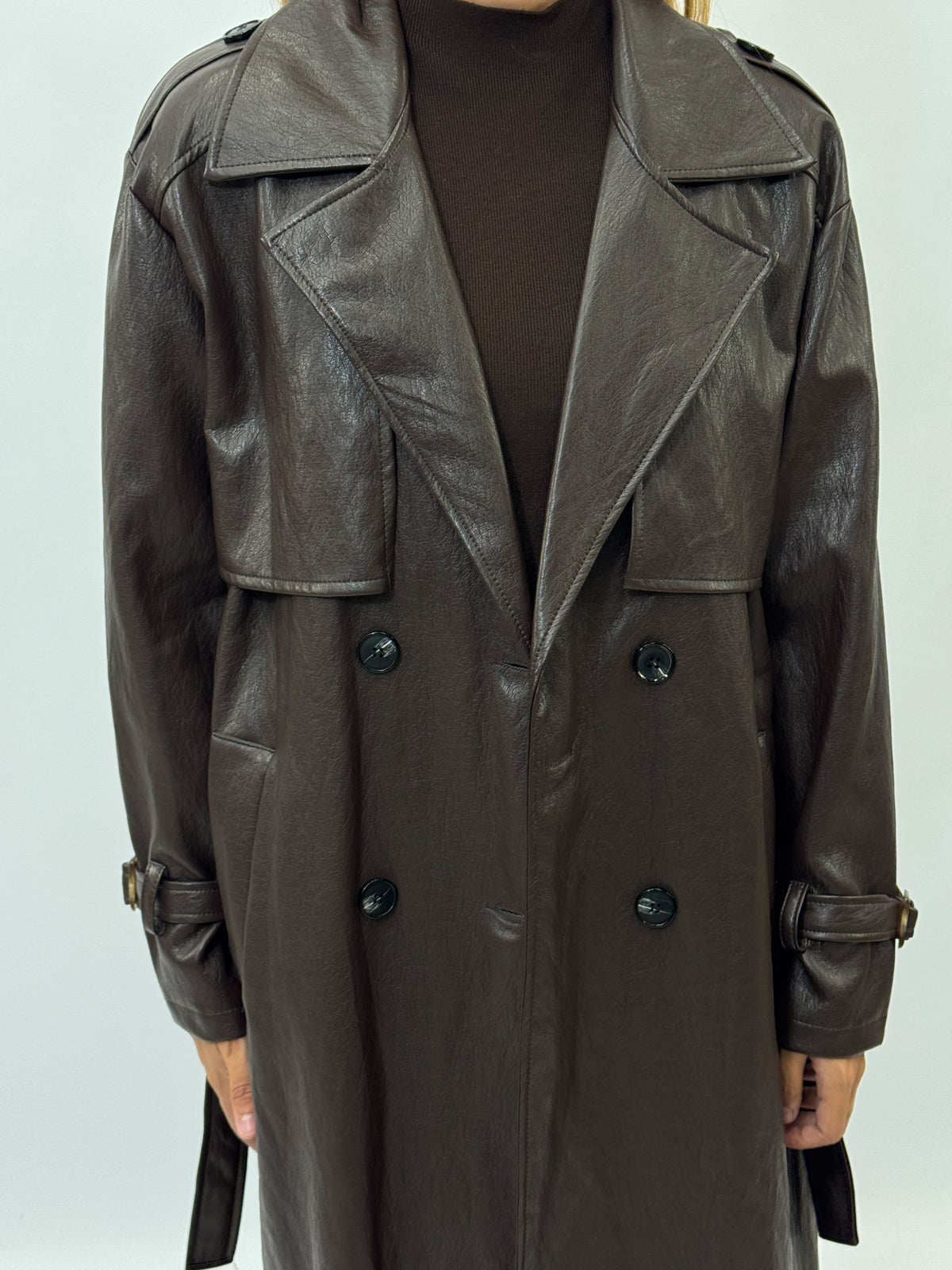 Trench lungo effetto pelle - premium
