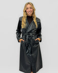 Trench Lungo Effetto Pelle con Cintura Made in Italy