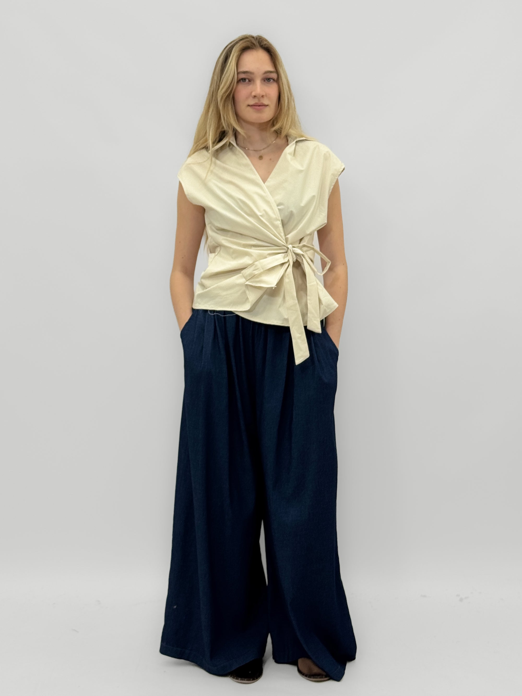 Blusa Donna Incrociata con Fiocco Laterale