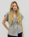 Blusa Donna Incrociata con Laccetto in Vita