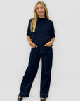 Jeans donna wide leg con cucitura frontale
