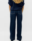 Jeans donna wide leg con cucitura frontale