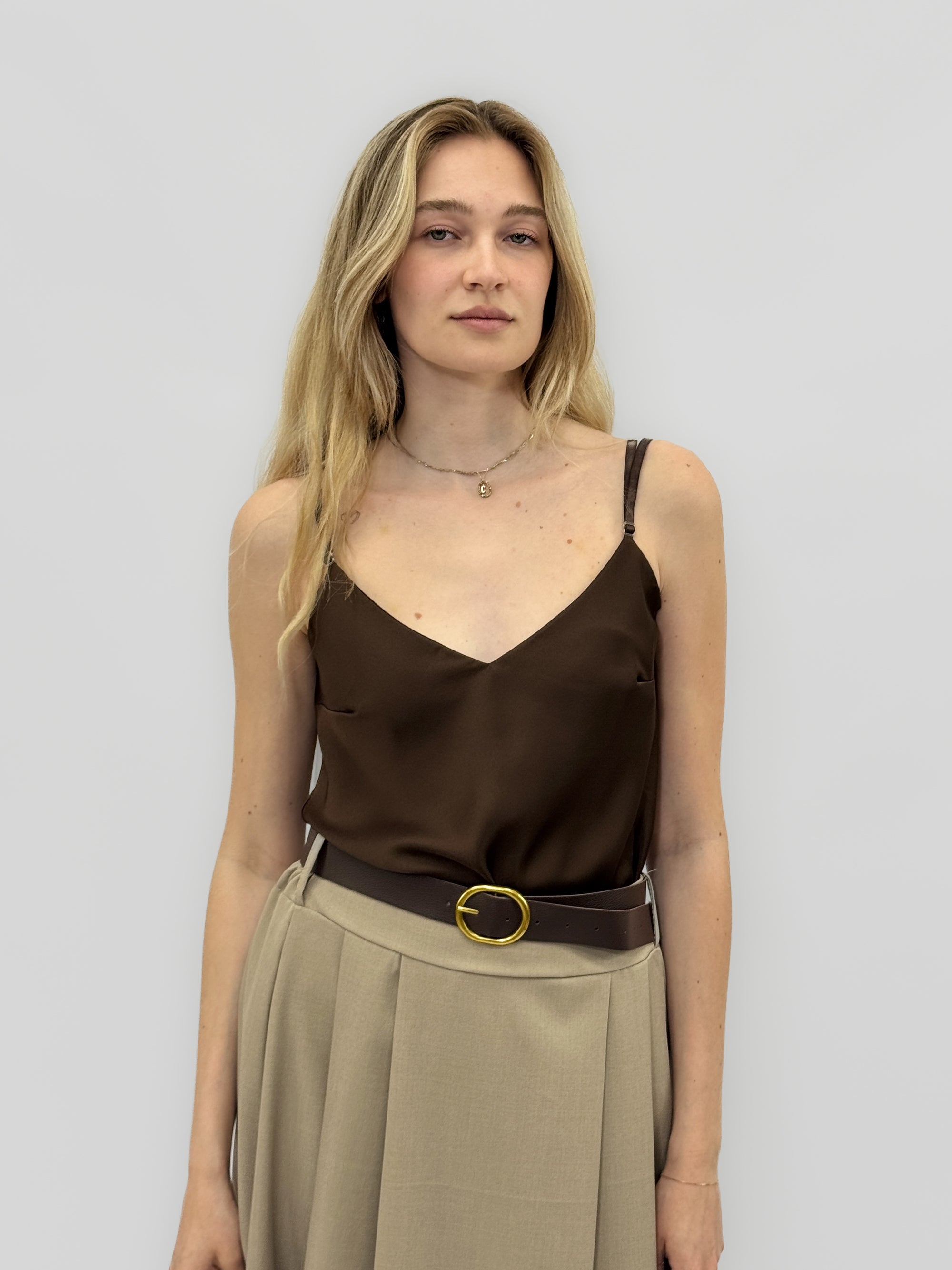 Top Donna Satinato con Spalline Sottili