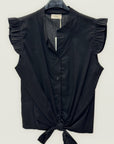 Camicia smanicata con rouches sulle spalle