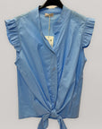 Camicia smanicata con rouches sulle spalle