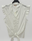 Camicia smanicata con rouches sulle spalle