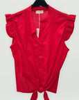 Camicia smanicata con rouches sulle spalle