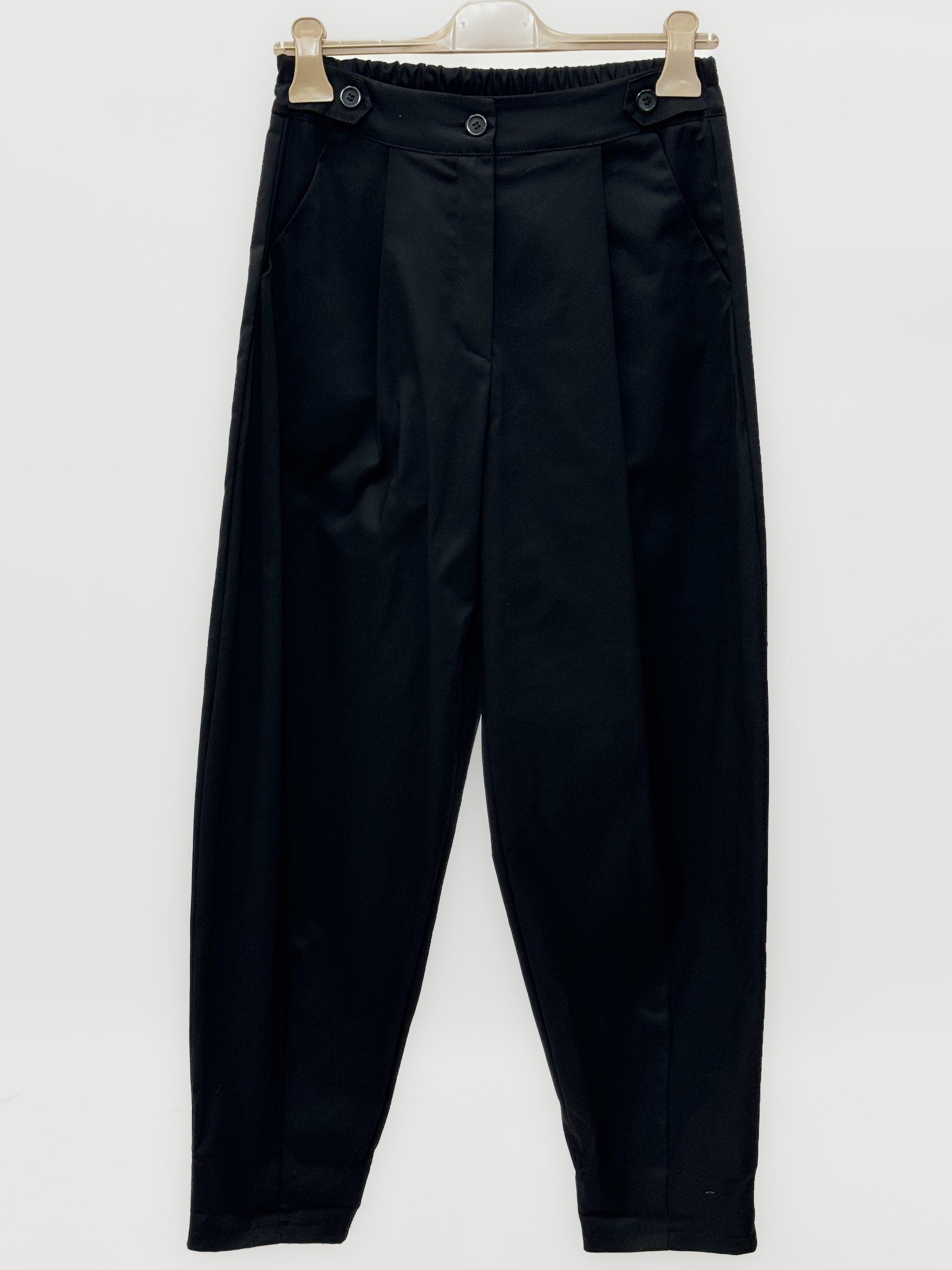 Pantaloni Donna con Pinces e Bottoni Laterali