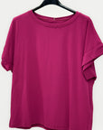 T-shirt basic in cotone con manica risvoltata