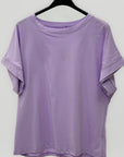 T-shirt basic in cotone con manica risvoltata