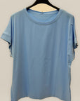 T-shirt basic in cotone con manica risvoltata