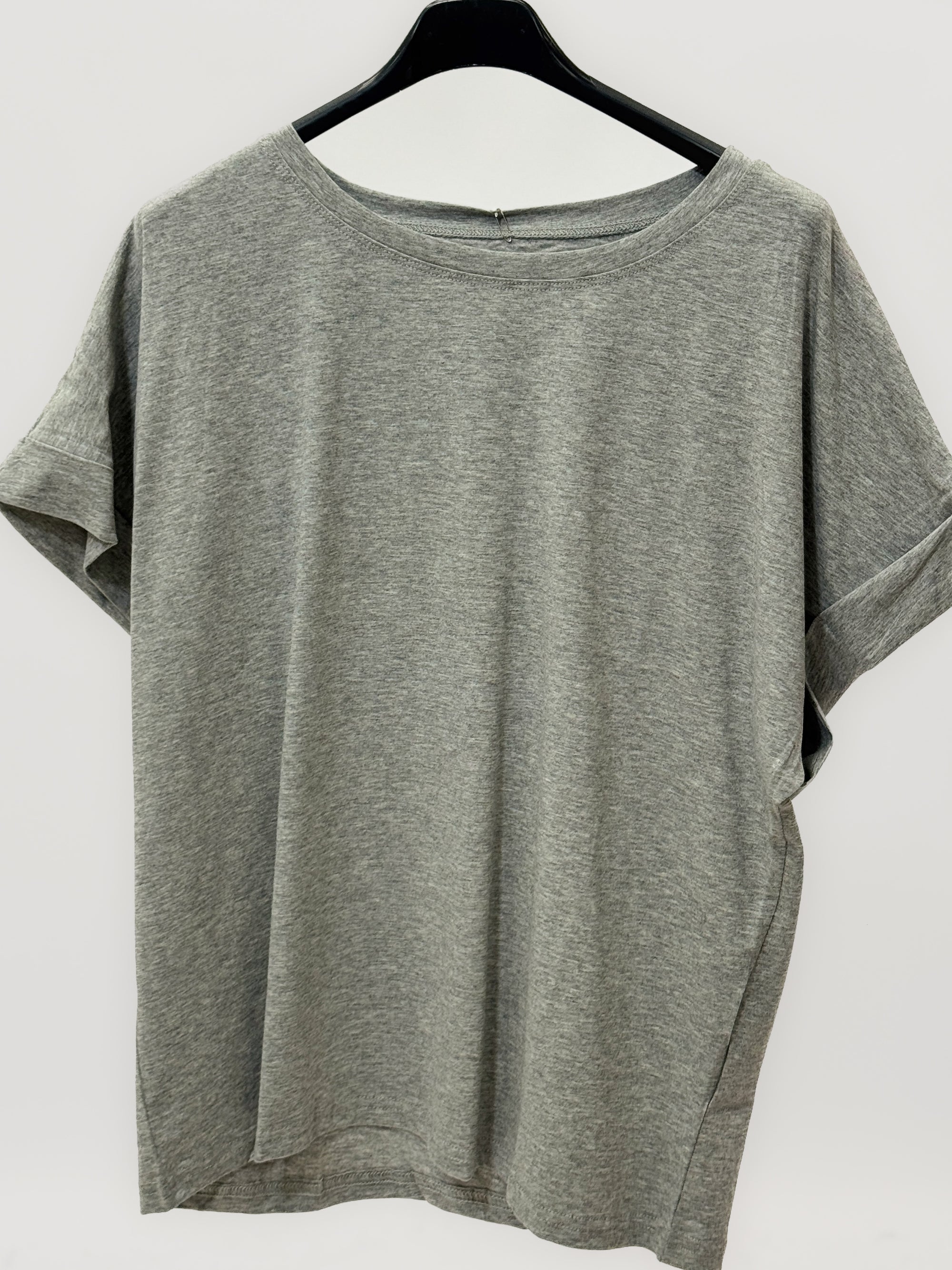 T-shirt basic in cotone con manica risvoltata
