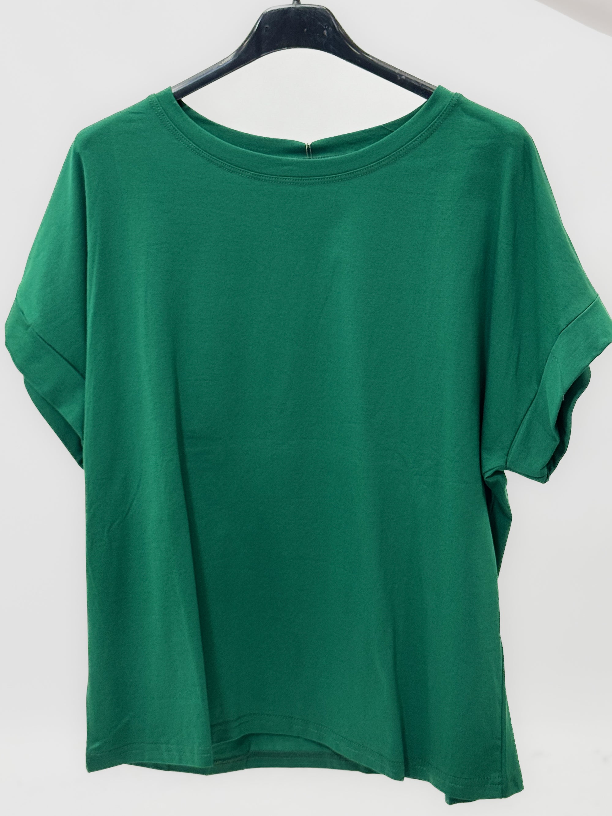 T-shirt basic in cotone con manica risvoltata