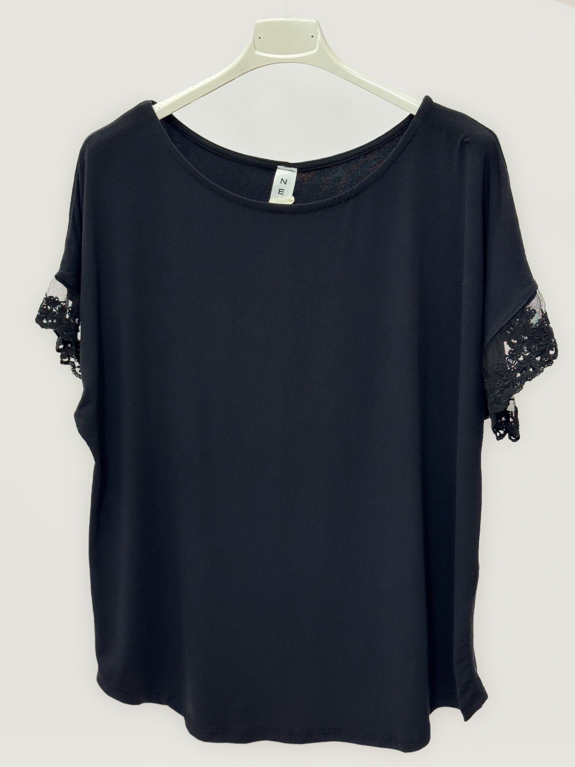 T-shirt over con manica in pizzo