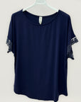 T-shirt over con manica in pizzo