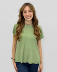 Maglia Donna a Costine con Manica Corta
