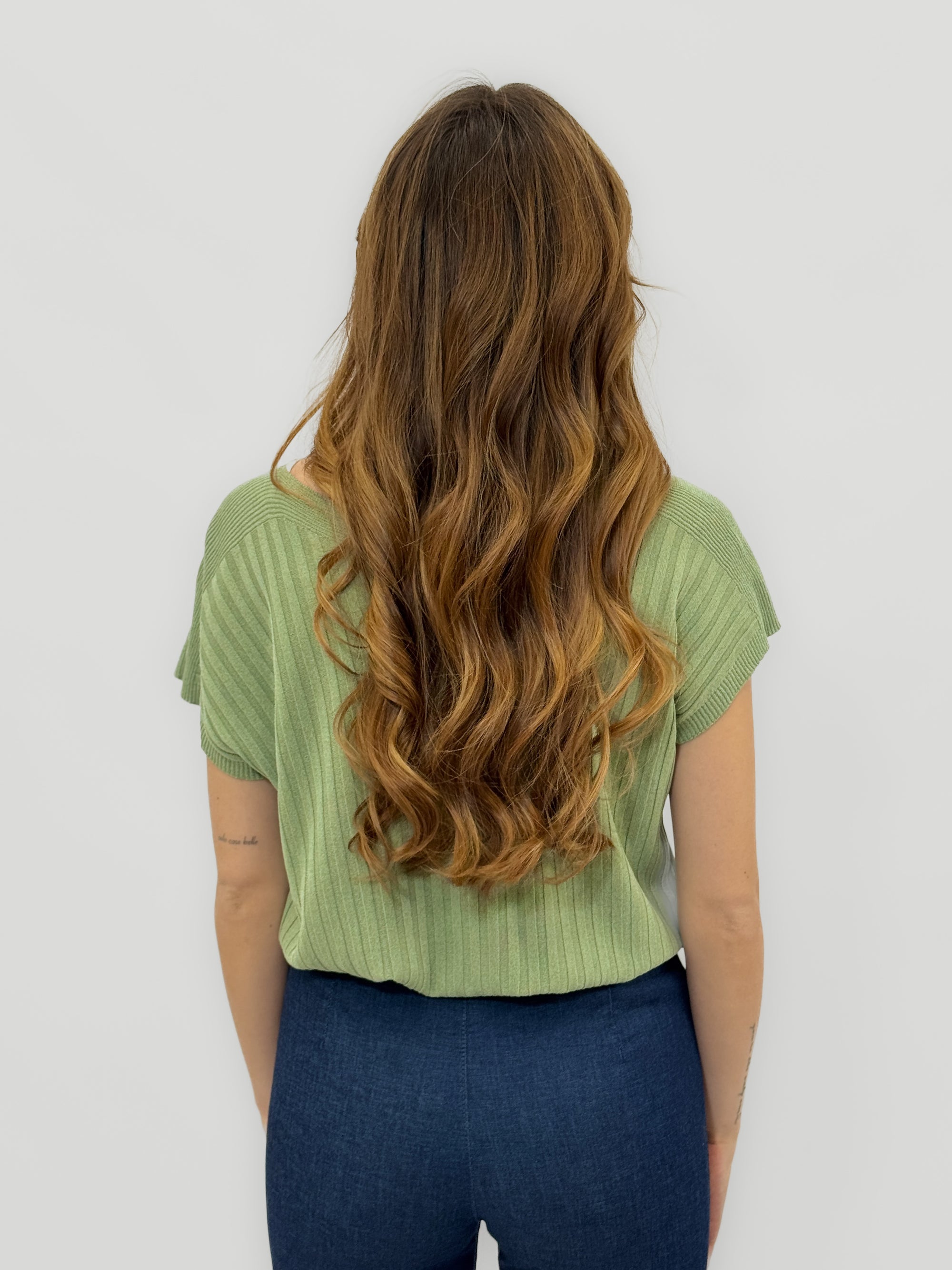 Maglia Donna a Costine con Manica Corta