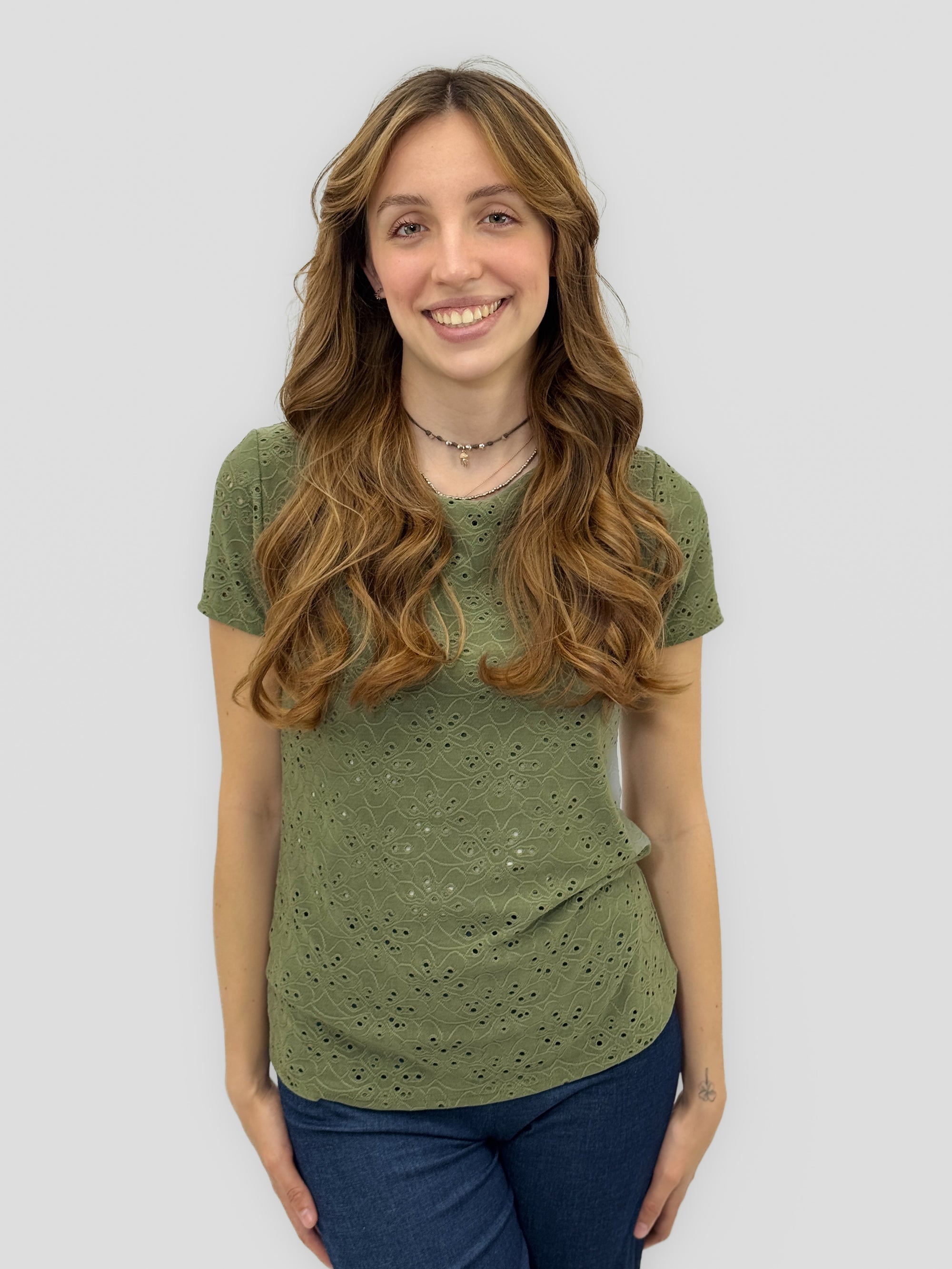 T-shirt Donna Ricamata Effetto Sangallo