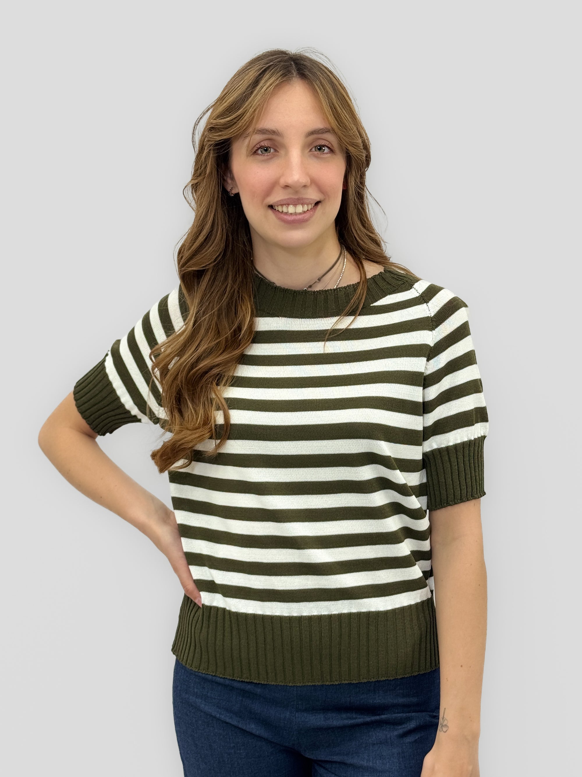 Maglia a righe con dettagli a costine