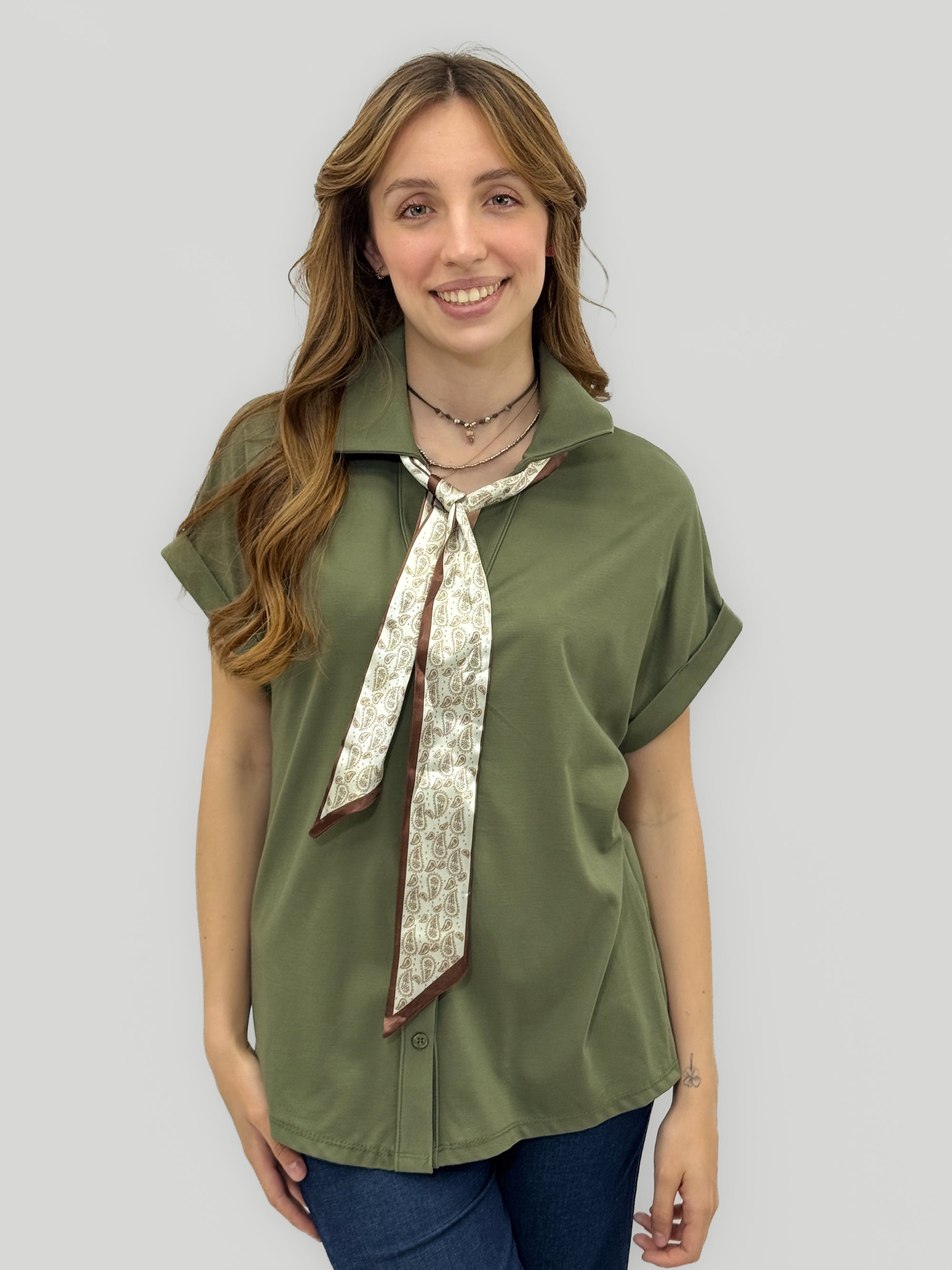 Camicia Donna con Foulard Fantasia