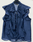 Blusa Donna con Fiocco e Rouches