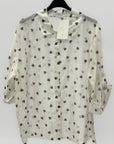 Camicia Donna con Stampa Cuori e Maniche Risvoltate