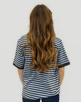 T-shirt Donna a Righe con Profili a Contrasto