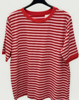 T-shirt Donna a Righe con Profili a Contrasto