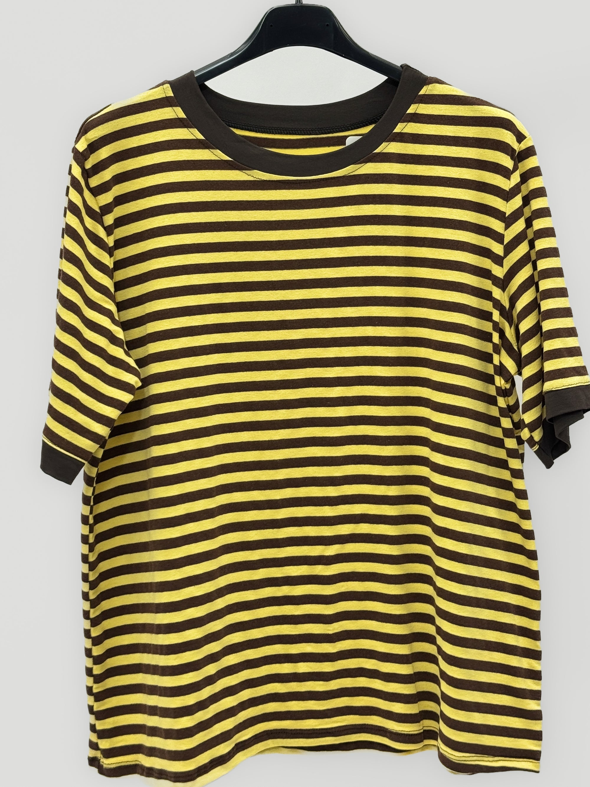 T-shirt Donna a Righe con Profili a Contrasto