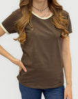 T-shirt Donna Basic con Profili a Contrasto