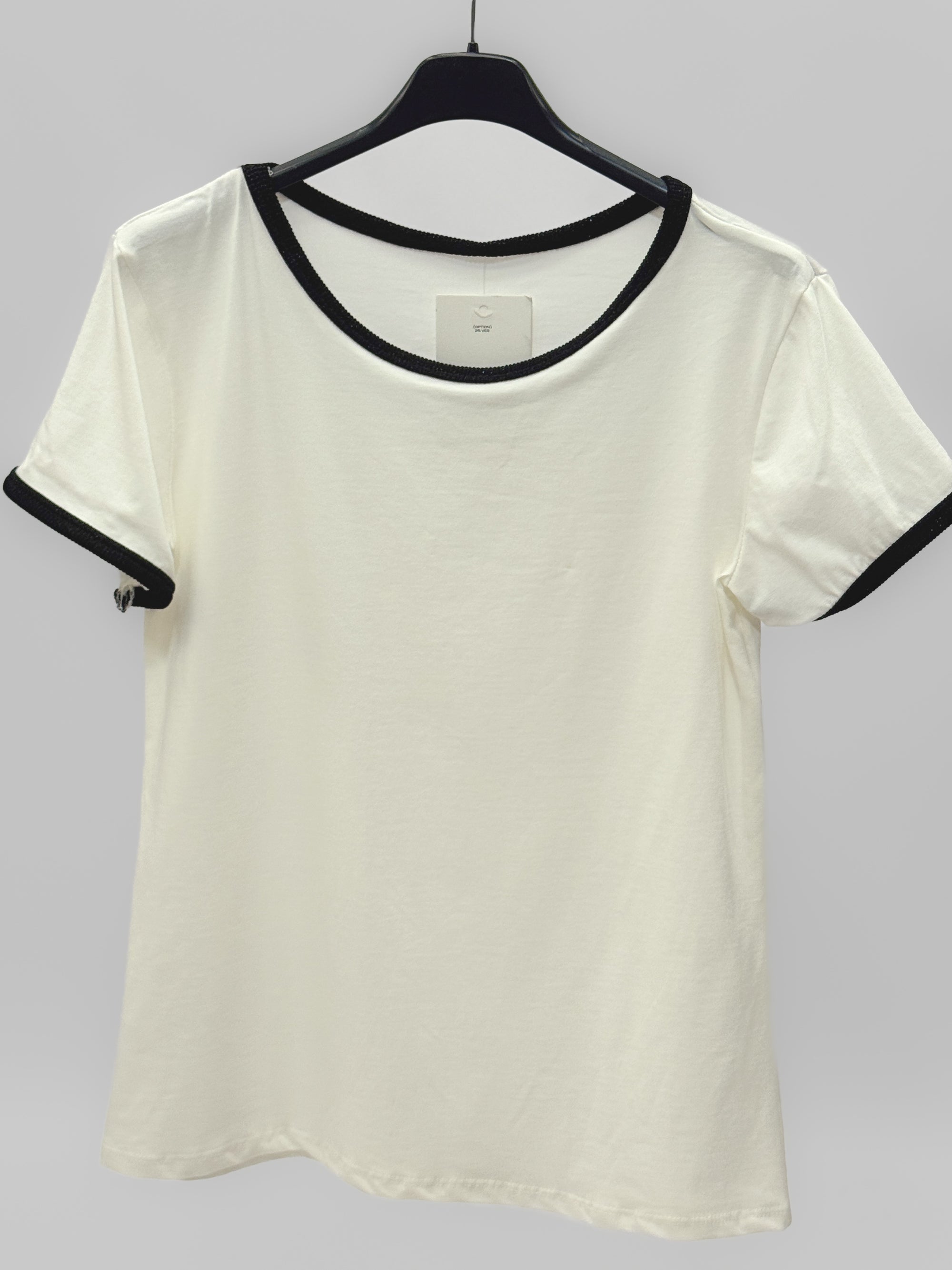 T-shirt Donna Basic con Profili a Contrasto