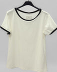 T-shirt Donna Basic con Profili a Contrasto