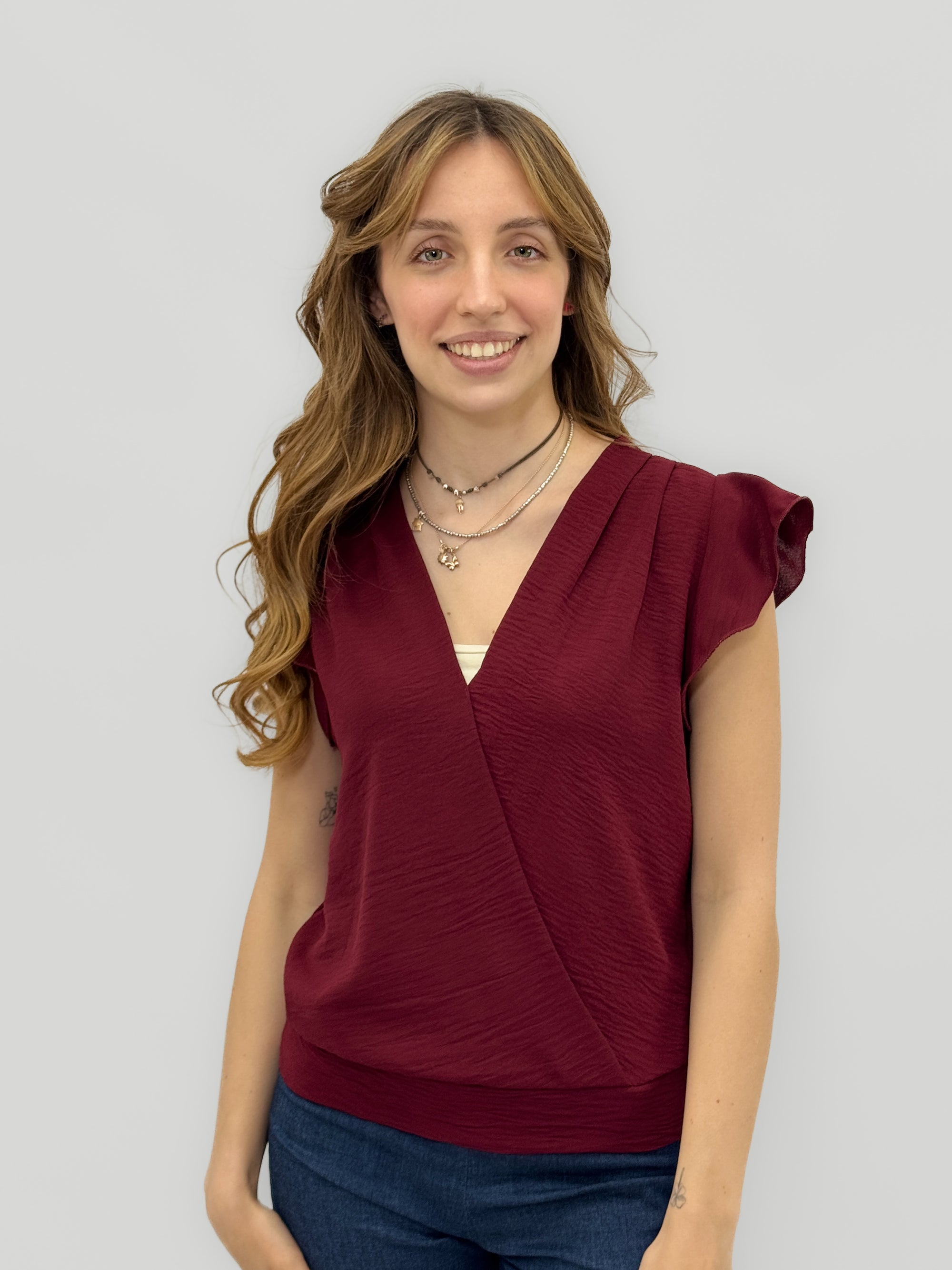 Blusa Donna Incrociata con Scollo a V