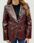 Giacca Donna Effetto Pelle Lucida con Revers