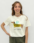 T-shirt Donna in Cotone con Stampa Cagnolino “Bee Happy”