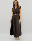 Abito Lungo Donna in Cotone con Rouches