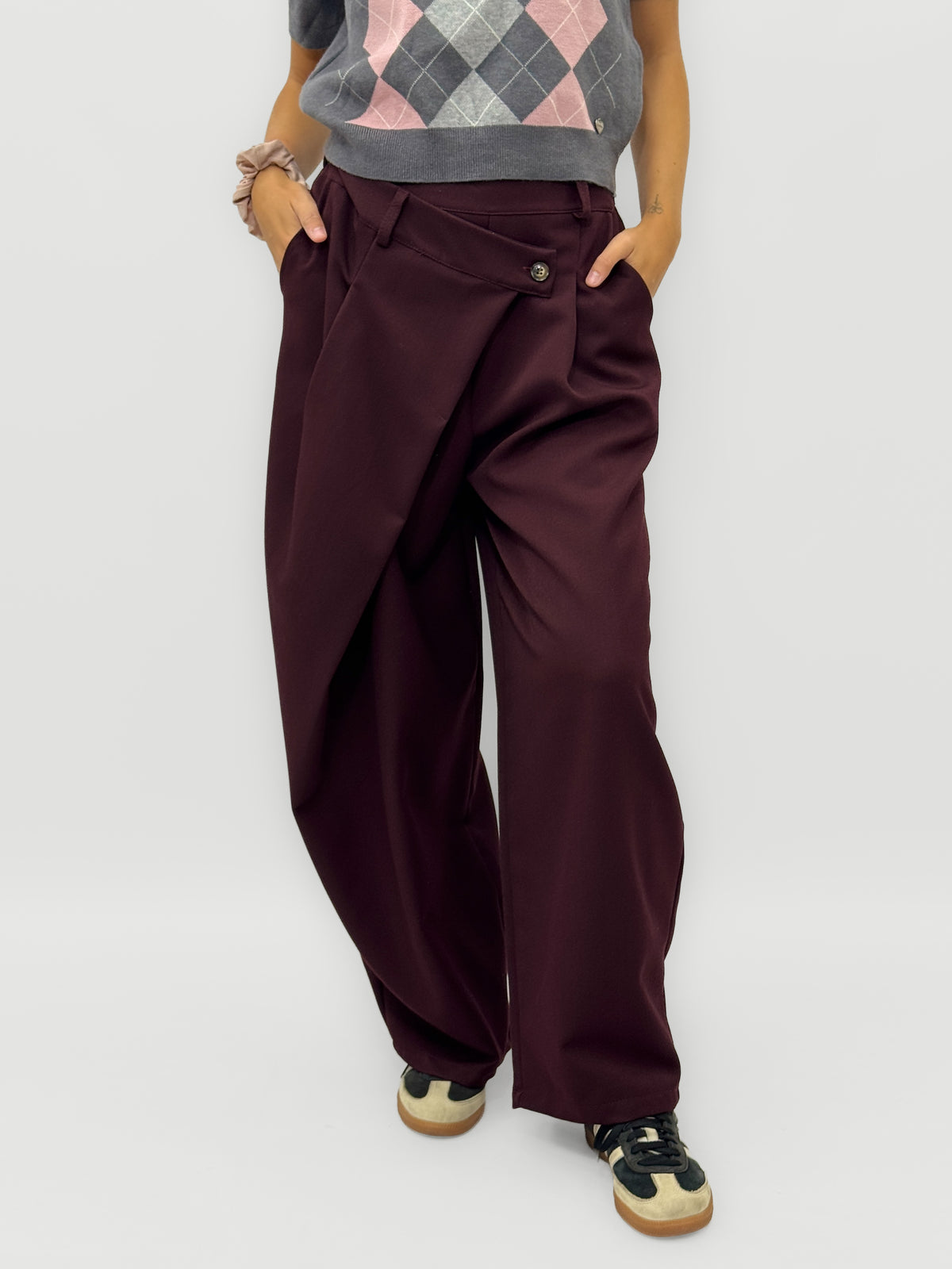 Pantalone Palazzo con Dettaglio Portafoglio