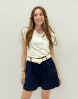 Pantaloncini in cotone con cintura