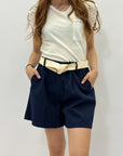 Pantaloncini in cotone con cintura