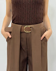 Pantaloni Donna a Palazzo con Cintura Coordinata