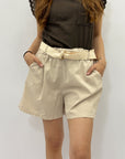 Pantaloncini in cotone con cintura