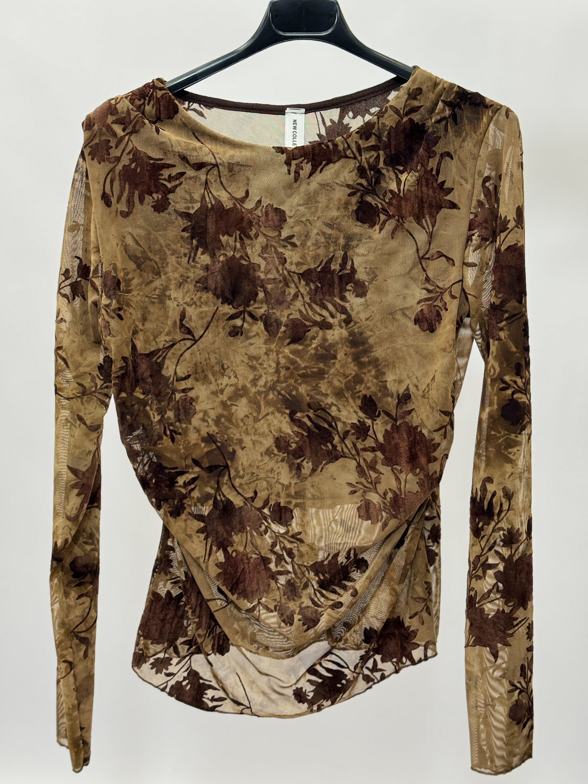 Maglia donna in tulle floreale arricciata
