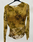 Maglia donna in tulle floreale arricciata