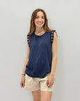 Maglia con maniche ricamate