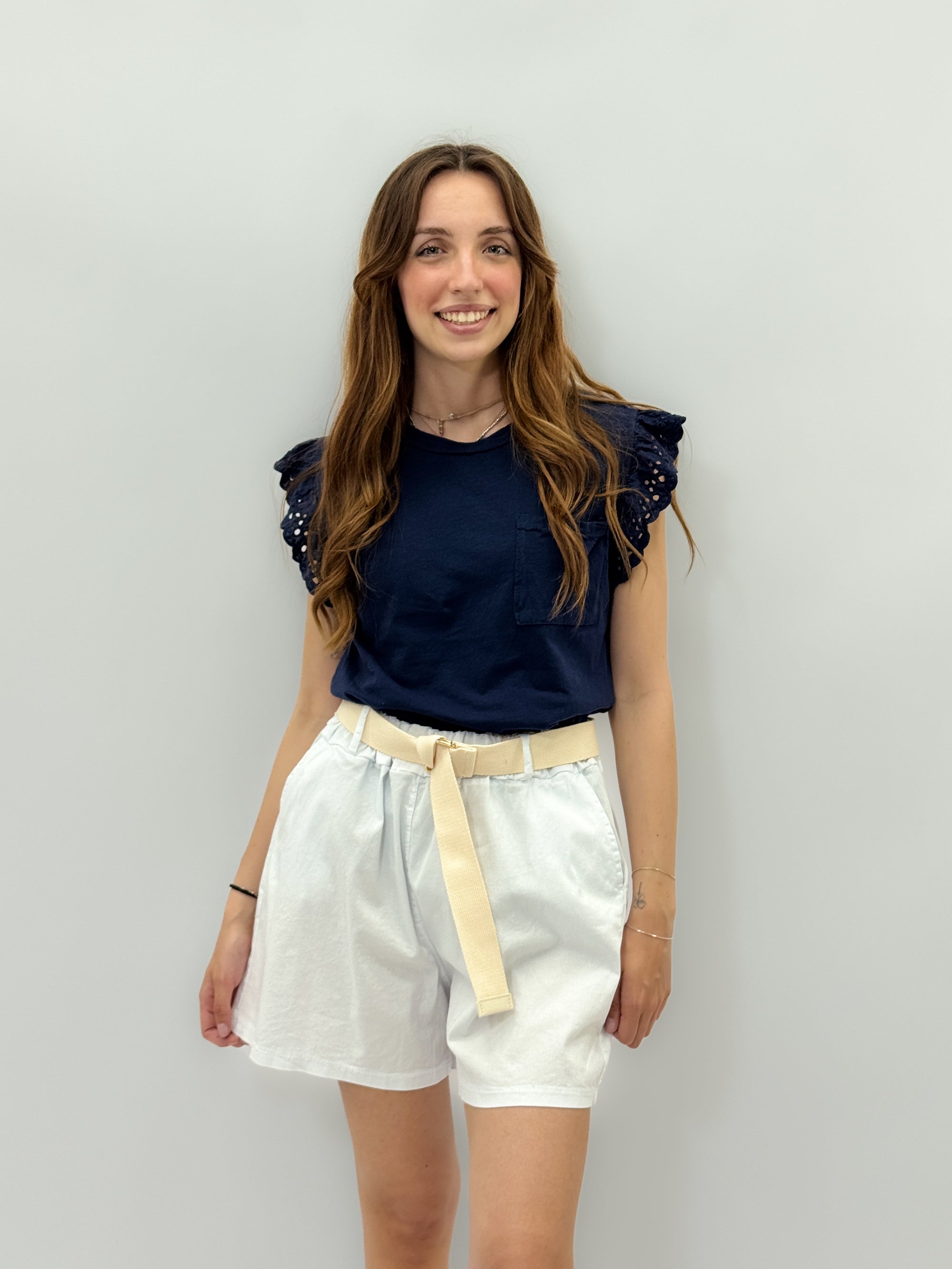 Pantaloncini in cotone con cintura