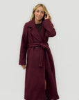 Cappotto bouclé con cintura in misto lana